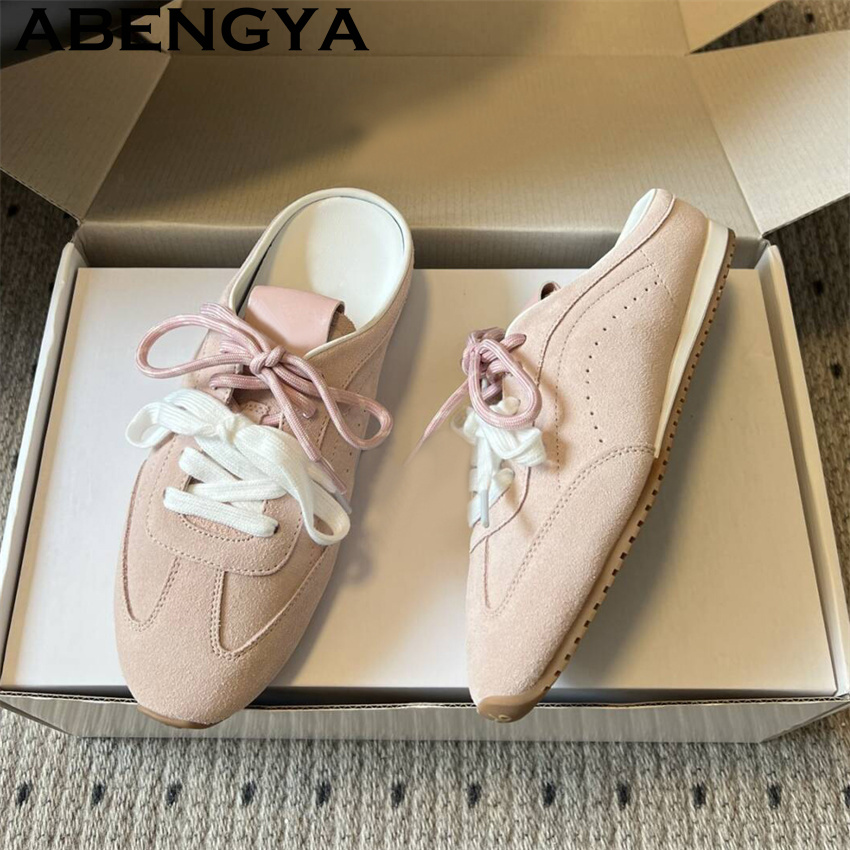 Oxford Lace Up Women - 女性のレースアップカジュアルフラットスリッパ夏通気性快適ランニングスリッパオックスフォードボトムレーススニーカーシューズ Mujer
