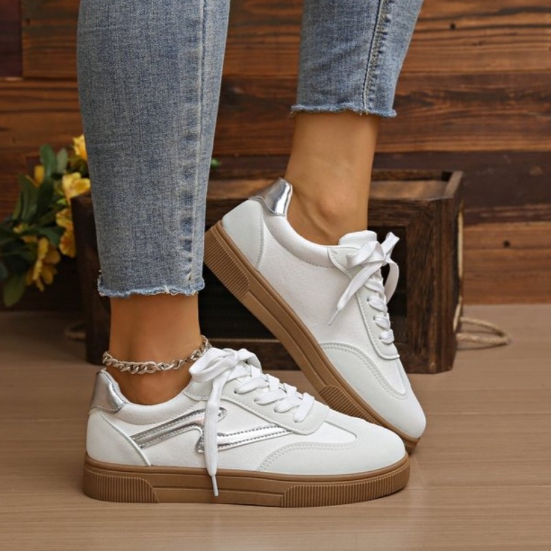 Women Shoes Tennis - 女性テニススニーカーフラットレディースファッション混合色レースアップ加硫靴春秋女性屋外トレーナー靴