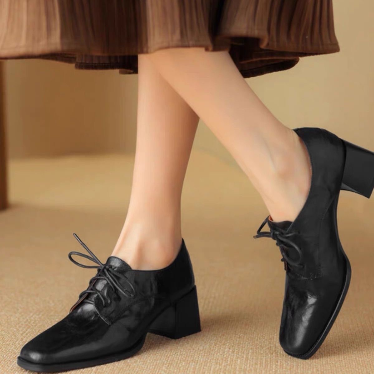 レディース スクエアトゥ レースアップ オックスフォードシュ - Oxford Lace Up Women のレビューと価格