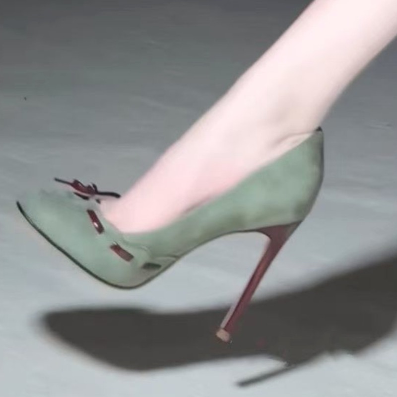 気質抜群のハイヒール、ラウンドトゥ、浅履きスエード、蝶結び、 - Women'S Shoes Quality のレビューと価格