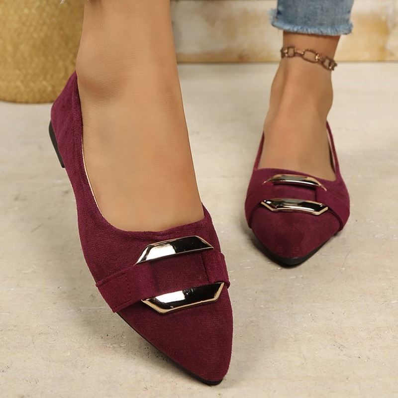 レディース ポインテッドトゥ スエード フラットシューズ 快 - Women'S Shoes Clogs のレビューと価格
