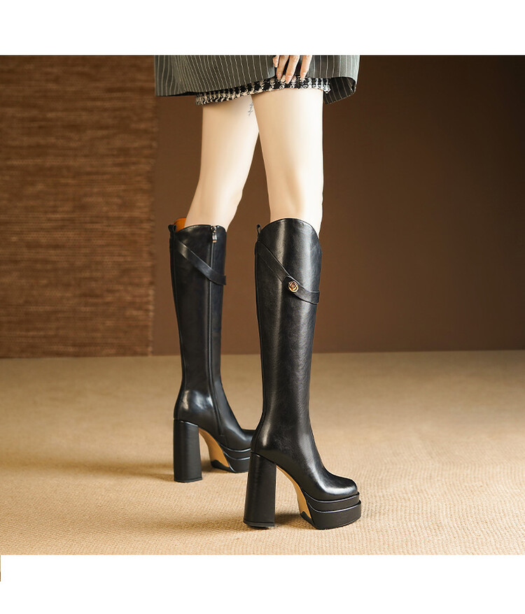 秋・冬用の、柔らかい革素材を使用したレディースニーハイブーツ - Knee High Boots Women のレビューと価格
