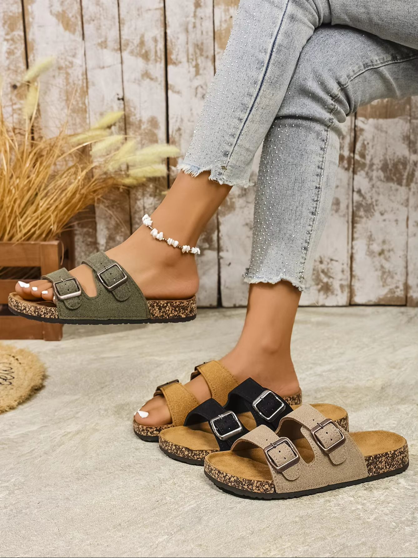 女性用、オールシーズン対応、カジュアル、シンプルな無地、PU - Mule Slip On のレビューと価格